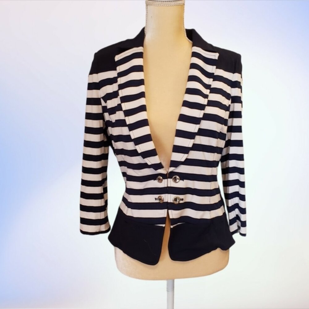 WHBM Nautical Striped knit Blazer Size 14